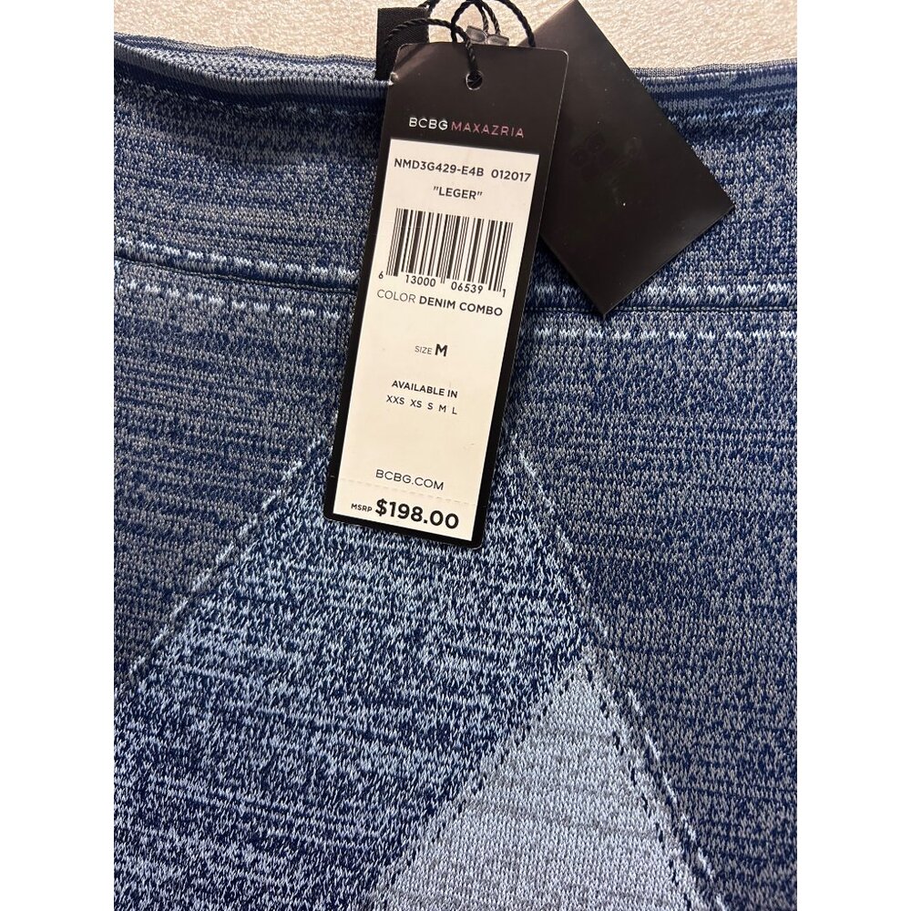 BCBG Max Azria Denim Combo Chevron Patterned Pencil Skirt Medium NWT $198 - Picture 5 of 6
